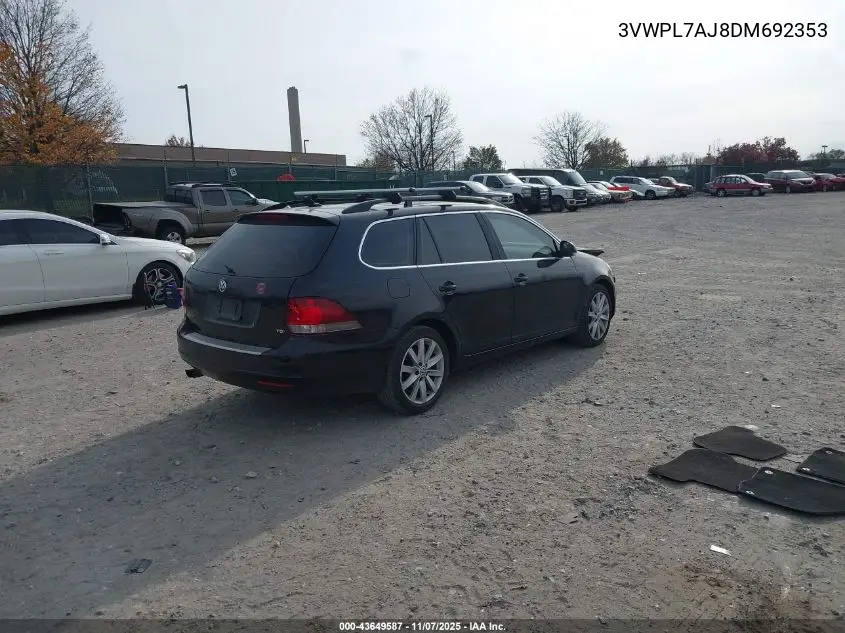 3VWPL7AJ8DM692353 2013 Volkswagen Jetta Sportwagen 2.0L Tdi