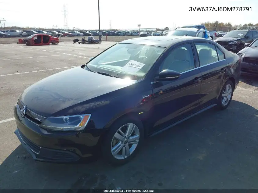 3VW637AJ6DM278791 2013 Volkswagen Jetta Hybrid Sel