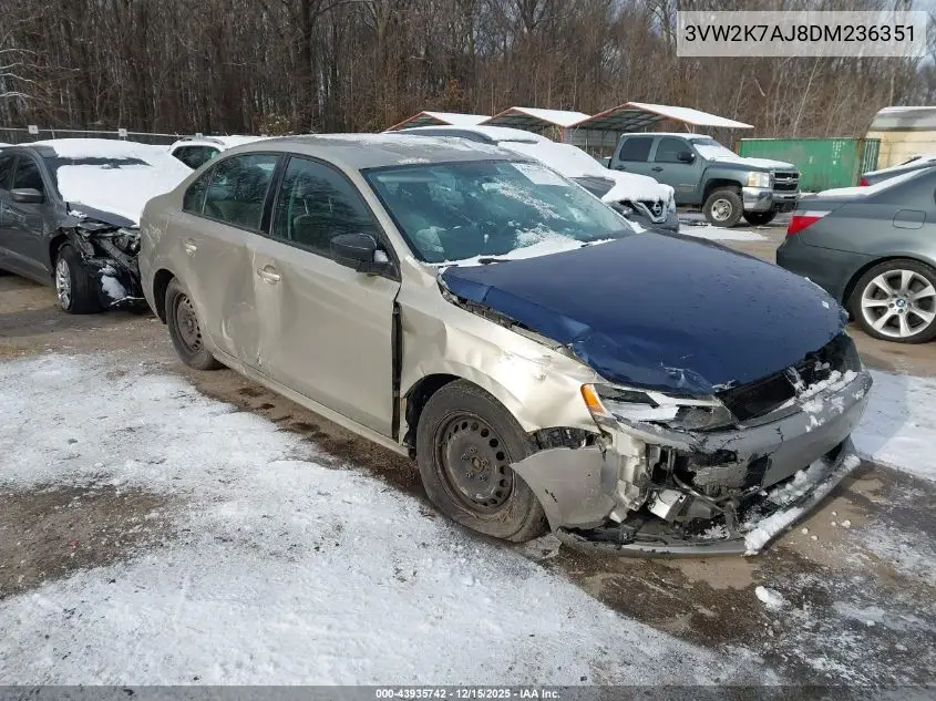 3VW2K7AJ8DM236351 2013 Volkswagen Jetta 2.0L S