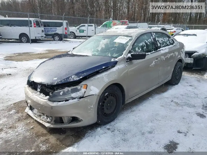 3VW2K7AJ8DM236351 2013 Volkswagen Jetta 2.0L S