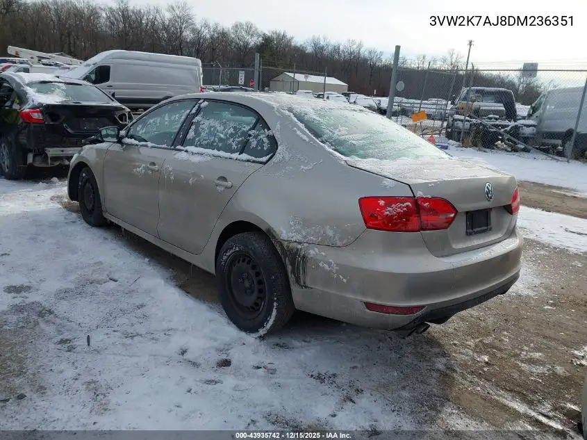 3VW2K7AJ8DM236351 2013 Volkswagen Jetta 2.0L S