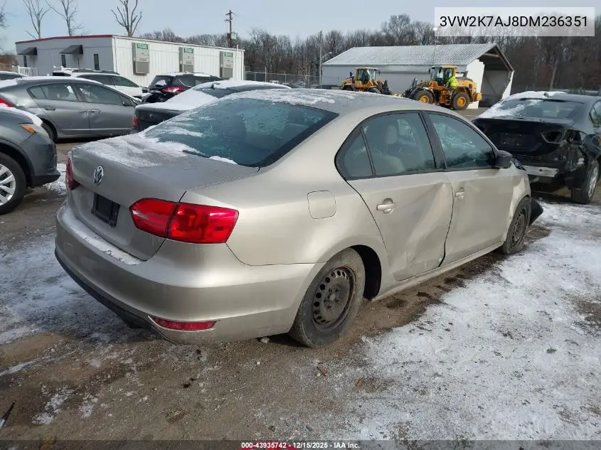 3VW2K7AJ8DM236351 2013 Volkswagen Jetta 2.0L S
