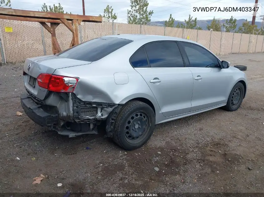 3VWDP7AJ6DM403347 2013 Volkswagen Jetta 2.5L Se