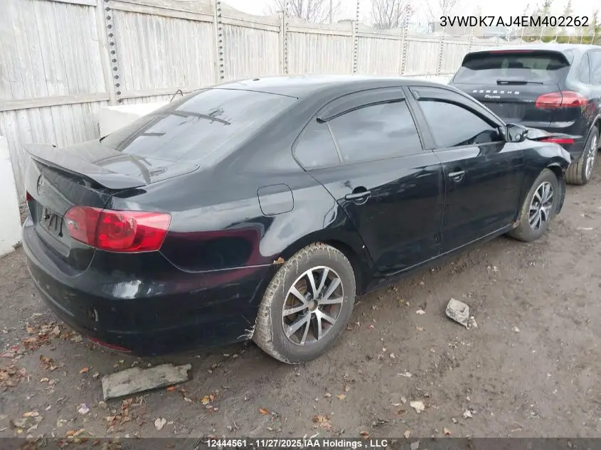 3VWDK7AJ4EM402262 2014 Volkswagen Jetta 2.0L Comfortline
