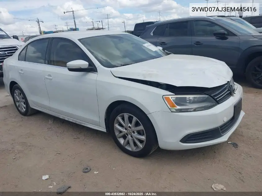 3VWD07AJ3EM445416 2014 Volkswagen Jetta 1.8T Se