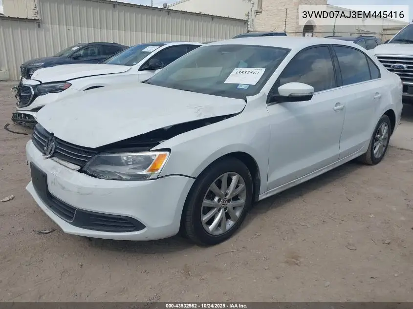3VWD07AJ3EM445416 2014 Volkswagen Jetta 1.8T Se