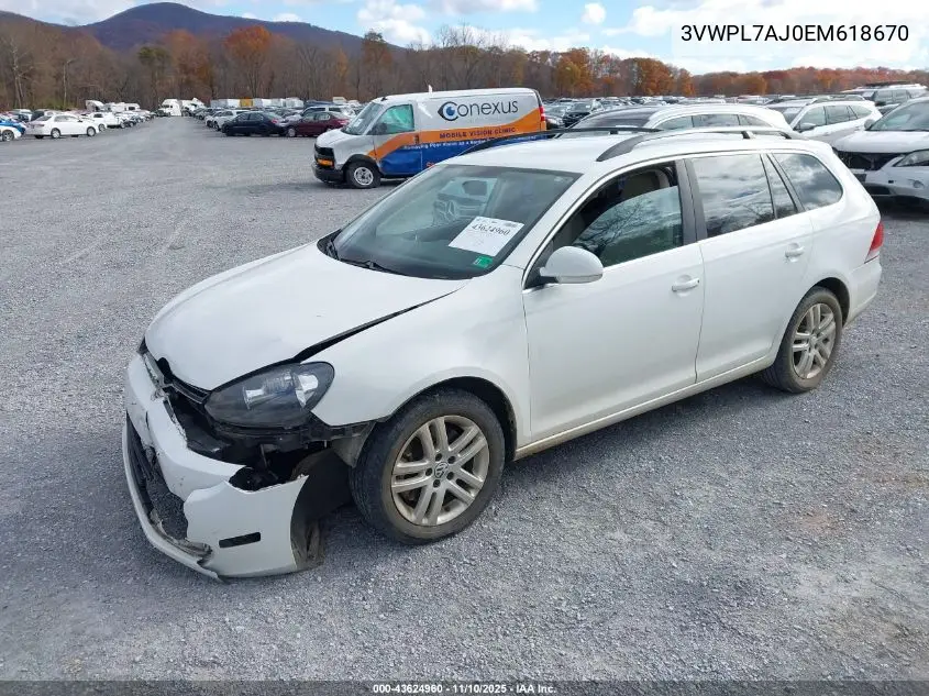 3VWPL7AJ0EM618670 2014 Volkswagen Jetta Sportwagen 2.0L Tdi