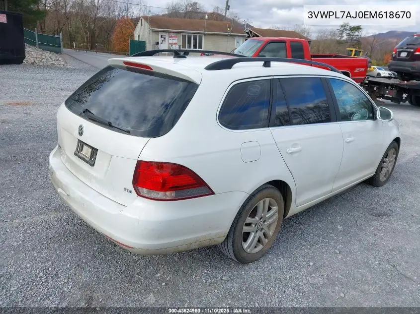3VWPL7AJ0EM618670 2014 Volkswagen Jetta Sportwagen 2.0L Tdi
