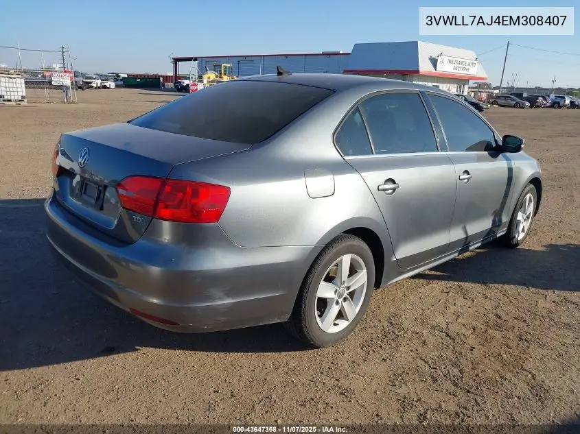3VWLL7AJ4EM308407 2014 Volkswagen Jetta 2.0L Tdi