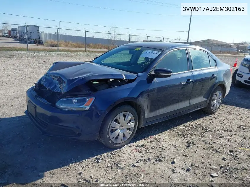 3VWD17AJ2EM302163 2014 Volkswagen Jetta 1.8T Se