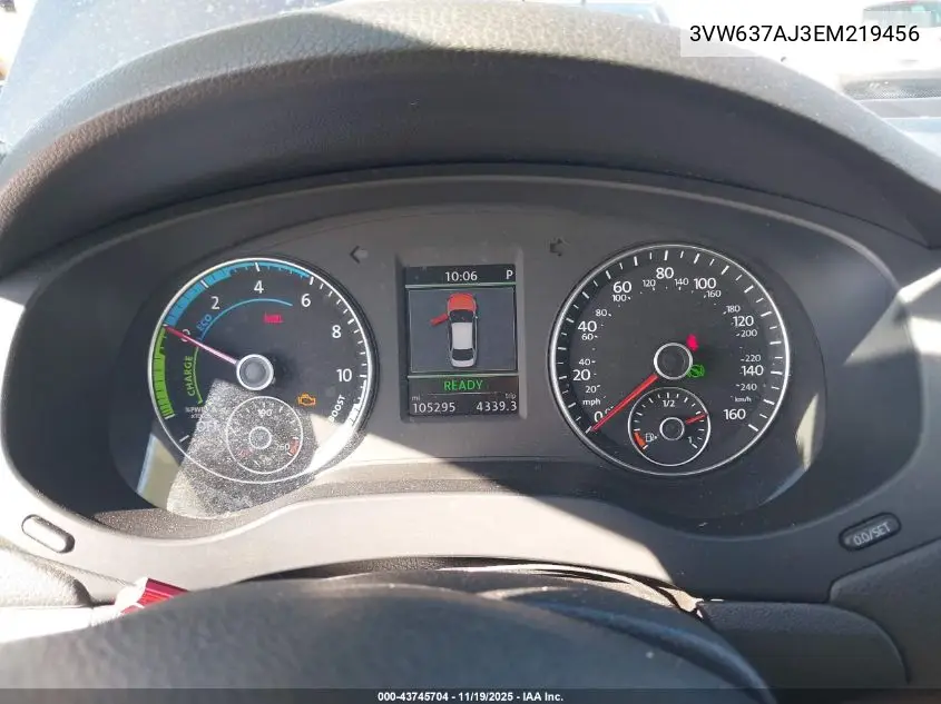 3VW637AJ3EM219456 2014 Volkswagen Jetta Hybrid Sel
