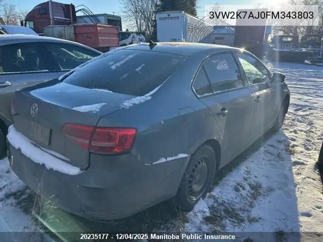 3VW2K7AJ0FM343803 2015 Volkswagen Jetta S