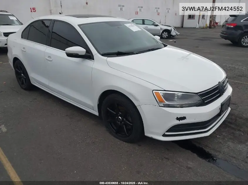 3VWLA7AJ2FM424552 2015 Volkswagen Jetta 2.0L Tdi Se