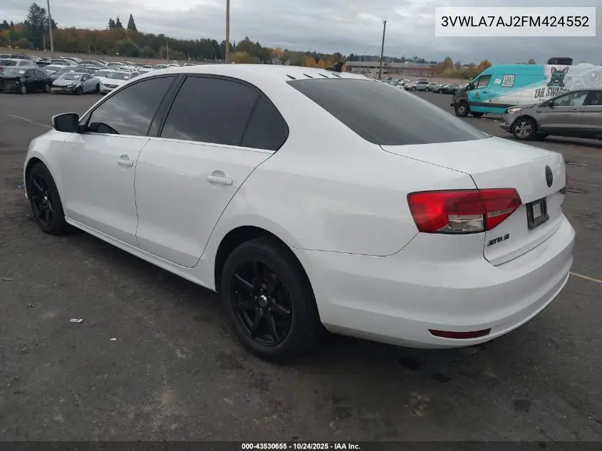 3VWLA7AJ2FM424552 2015 Volkswagen Jetta 2.0L Tdi Se