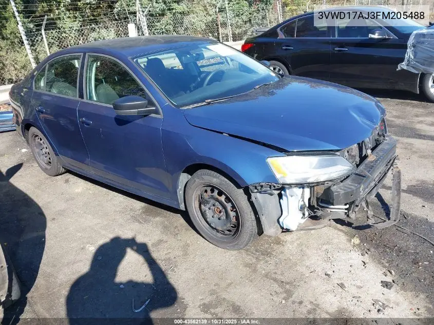 3VWD17AJ3FM205488 2015 Volkswagen Jetta 1.8T Se