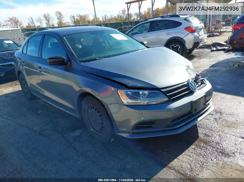 3VW2K7AJ4FM292936 2015 Volkswagen Jetta 2.0L S