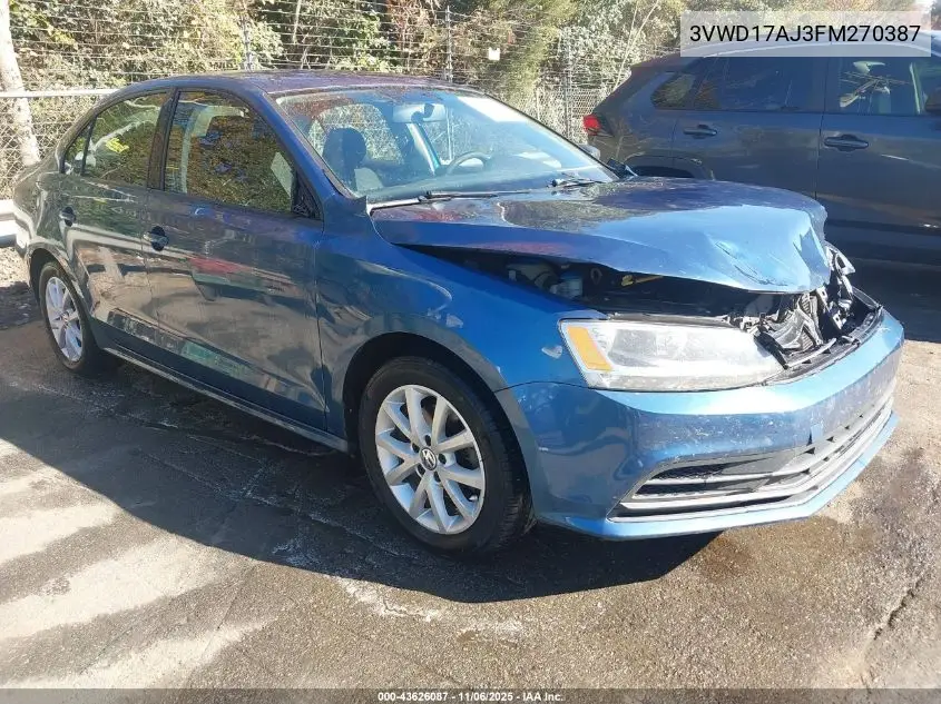 3VWD17AJ3FM270387 2015 Volkswagen Jetta 1.8T Se