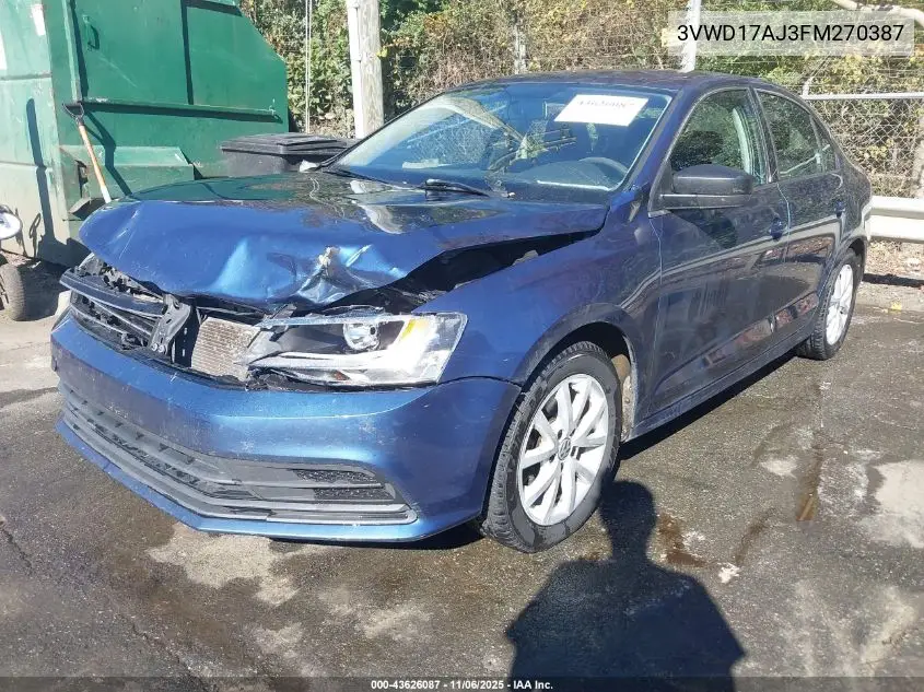 3VWD17AJ3FM270387 2015 Volkswagen Jetta 1.8T Se
