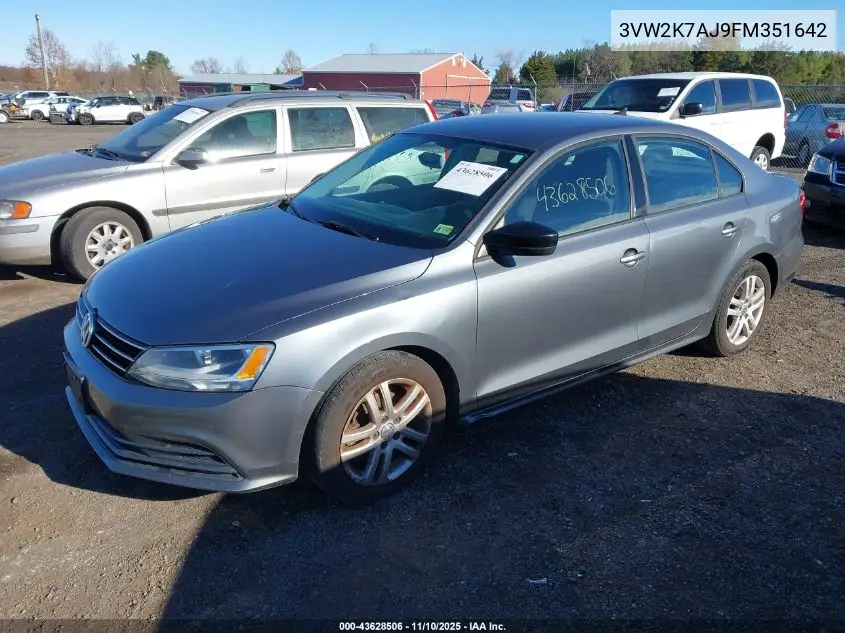 3VW2K7AJ9FM351642 2015 Volkswagen Jetta 2.0L S