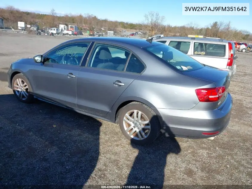 3VW2K7AJ9FM351642 2015 Volkswagen Jetta 2.0L S