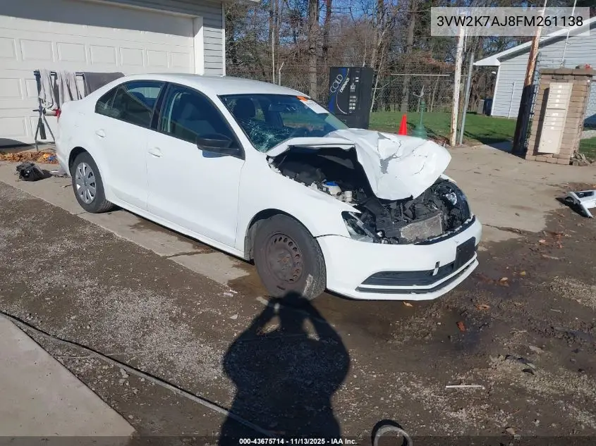 3VW2K7AJ8FM261138 2015 Volkswagen Jetta 2.0L S