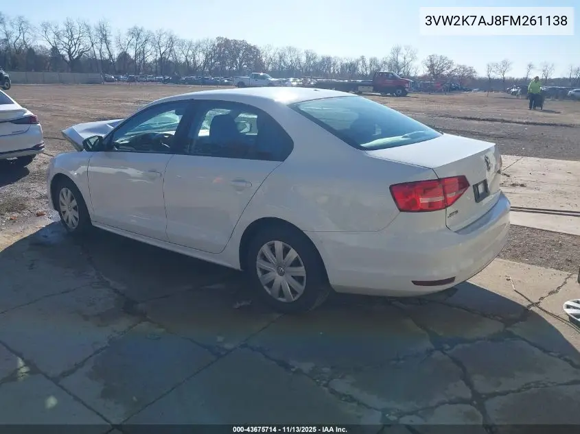 3VW2K7AJ8FM261138 2015 Volkswagen Jetta 2.0L S