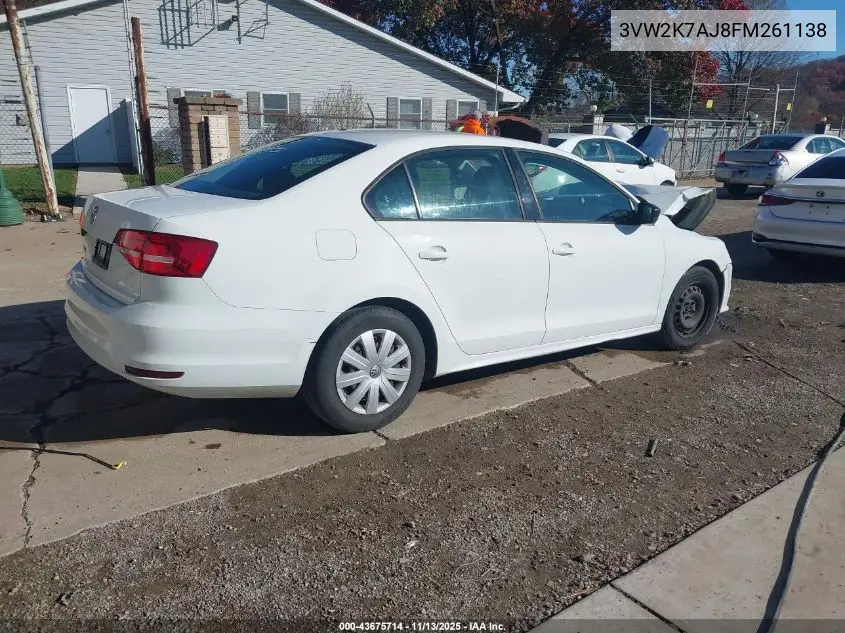 3VW2K7AJ8FM261138 2015 Volkswagen Jetta 2.0L S