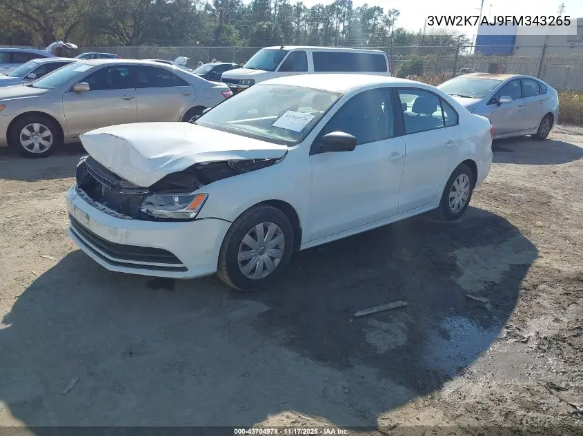 3VW2K7AJ9FM343265 2015 Volkswagen Jetta 2.0L S
