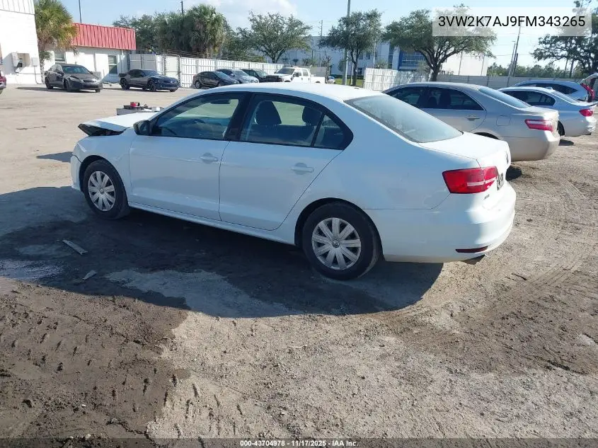 3VW2K7AJ9FM343265 2015 Volkswagen Jetta 2.0L S