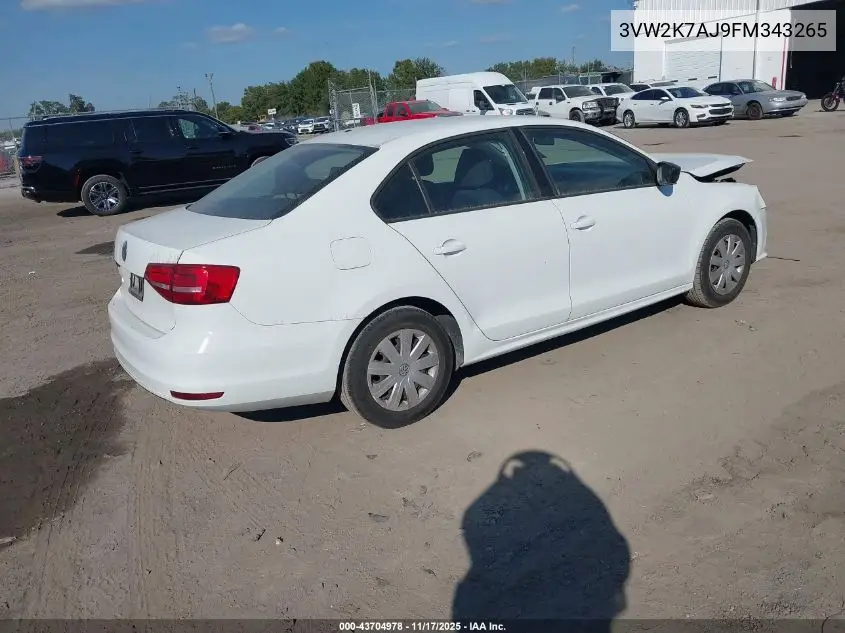 3VW2K7AJ9FM343265 2015 Volkswagen Jetta 2.0L S