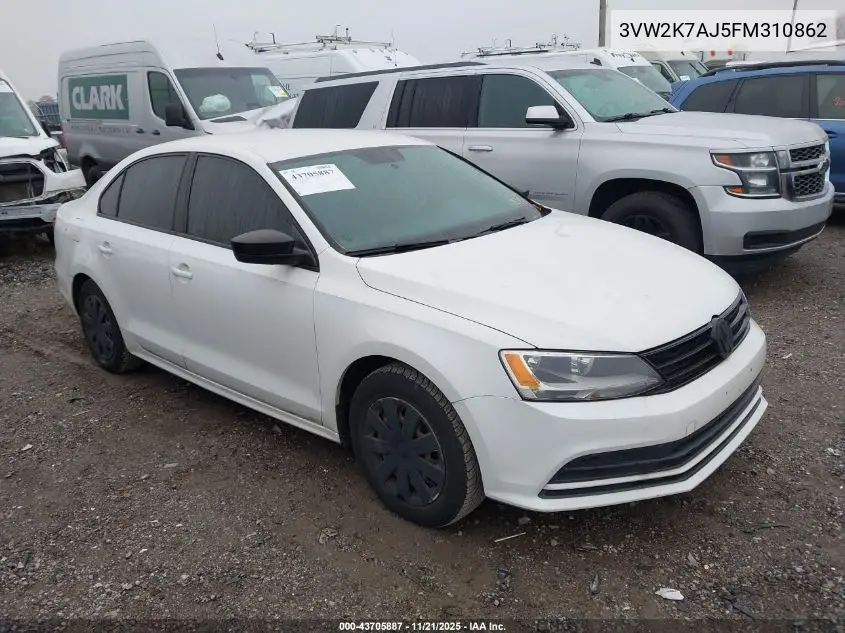 3VW2K7AJ5FM310862 2015 Volkswagen Jetta 2.0L S