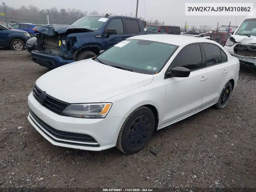 3VW2K7AJ5FM310862 2015 Volkswagen Jetta 2.0L S