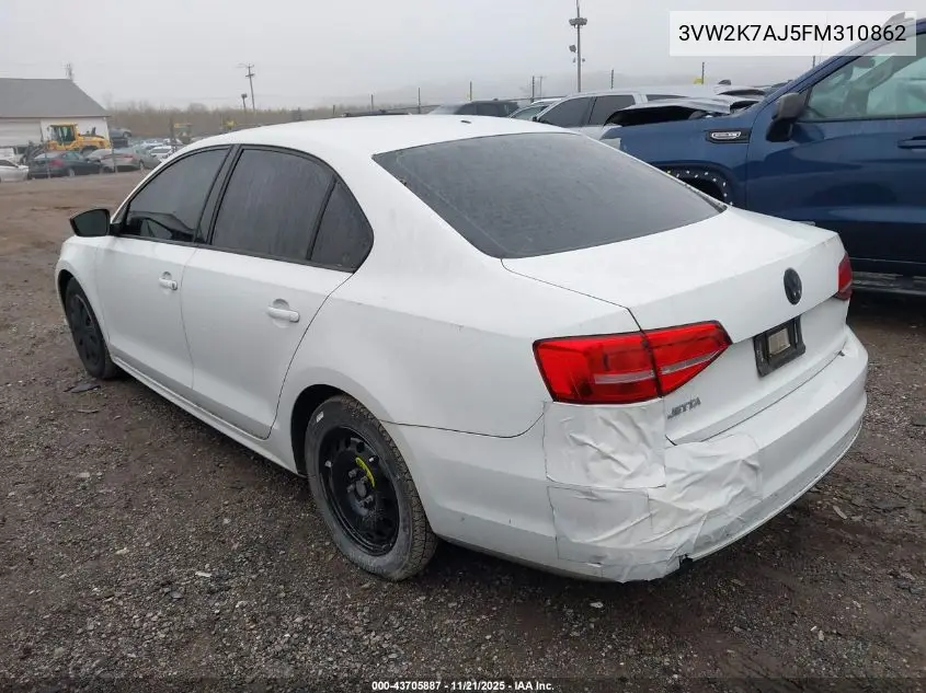 3VW2K7AJ5FM310862 2015 Volkswagen Jetta 2.0L S