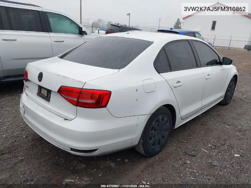 3VW2K7AJ5FM310862 2015 Volkswagen Jetta 2.0L S