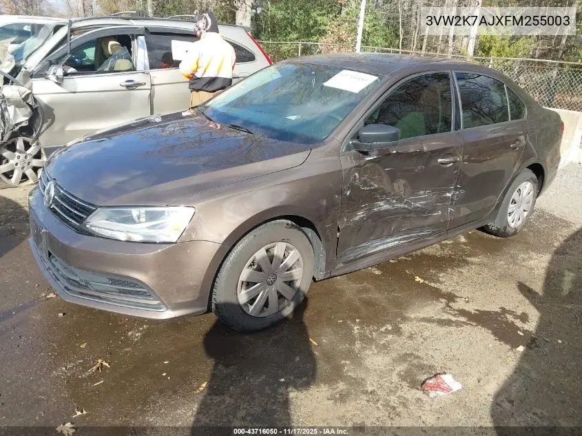 3VW2K7AJXFM255003 2015 Volkswagen Jetta 2.0L S