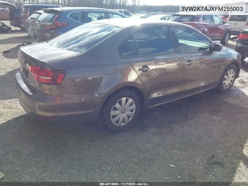 3VW2K7AJXFM255003 2015 Volkswagen Jetta 2.0L S