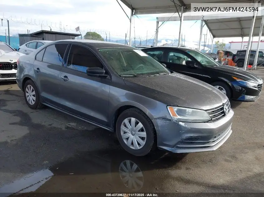 3VW2K7AJ6FM424594 2015 Volkswagen Jetta 2.0L S