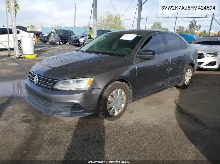3VW2K7AJ6FM424594 2015 Volkswagen Jetta 2.0L S