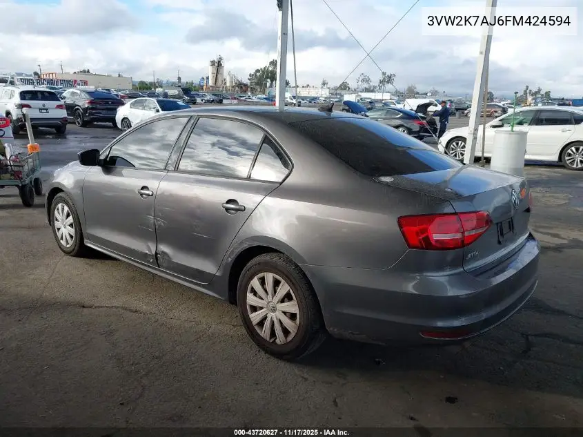 3VW2K7AJ6FM424594 2015 Volkswagen Jetta 2.0L S