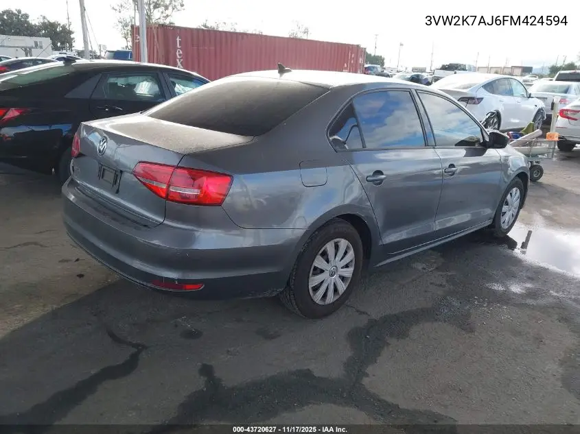 3VW2K7AJ6FM424594 2015 Volkswagen Jetta 2.0L S