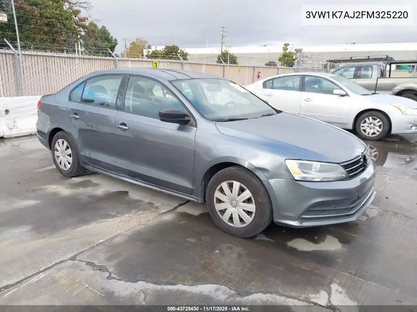 3VW1K7AJ2FM325220 2015 Volkswagen Jetta 2.0L S