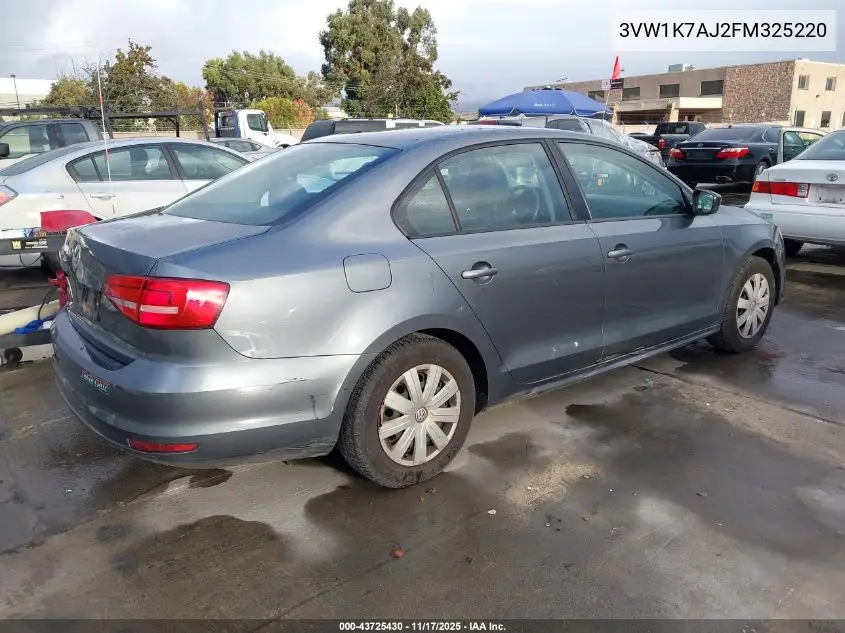 3VW1K7AJ2FM325220 2015 Volkswagen Jetta 2.0L S