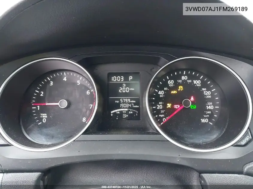 3VWD07AJ1FM269189 2015 Volkswagen Jetta 1.8T Se