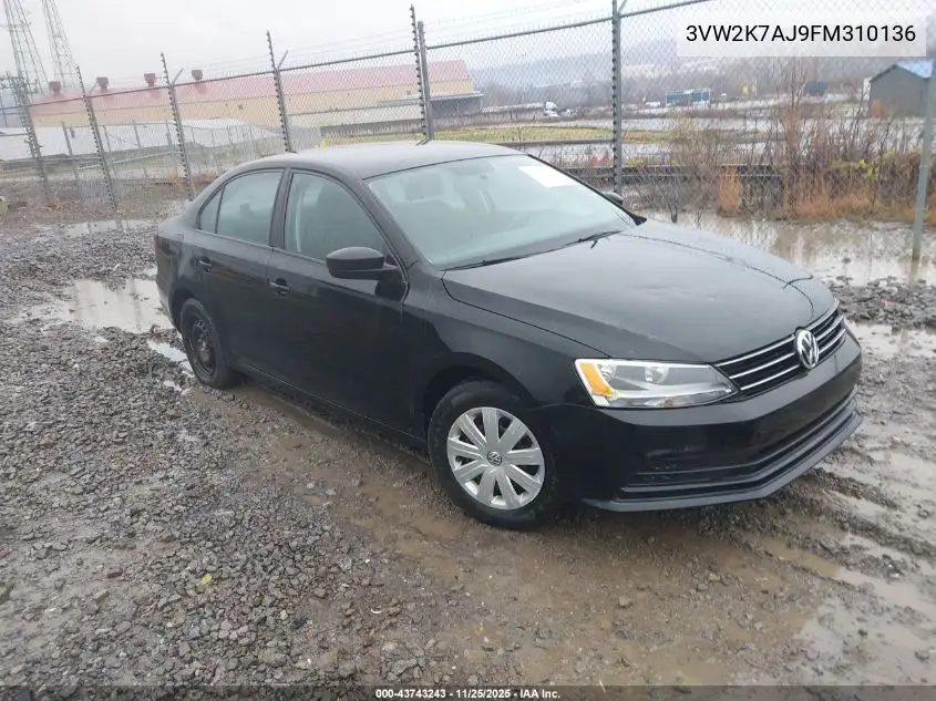 3VW2K7AJ9FM310136 2015 Volkswagen Jetta 2.0L S