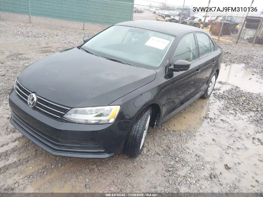 3VW2K7AJ9FM310136 2015 Volkswagen Jetta 2.0L S