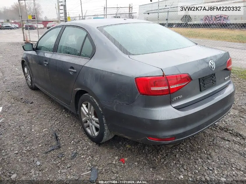 3VW2K7AJ8FM220332 2015 Volkswagen Jetta 2.0L S