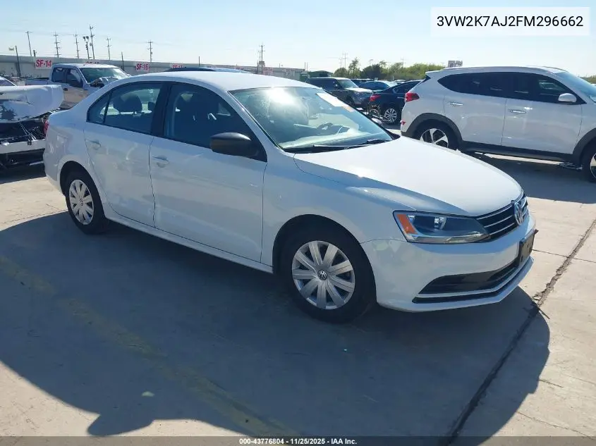 3VW2K7AJ2FM296662 2015 Volkswagen Jetta 2.0L S