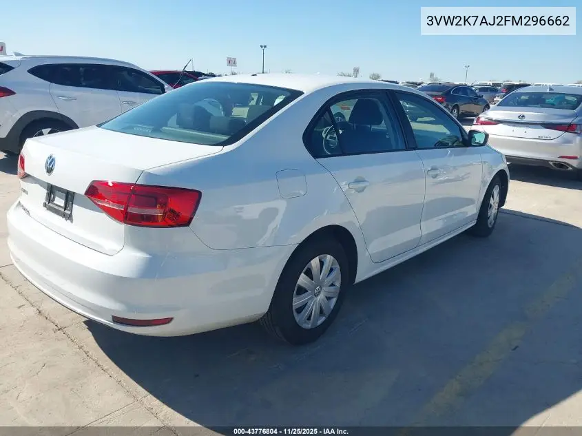 3VW2K7AJ2FM296662 2015 Volkswagen Jetta 2.0L S
