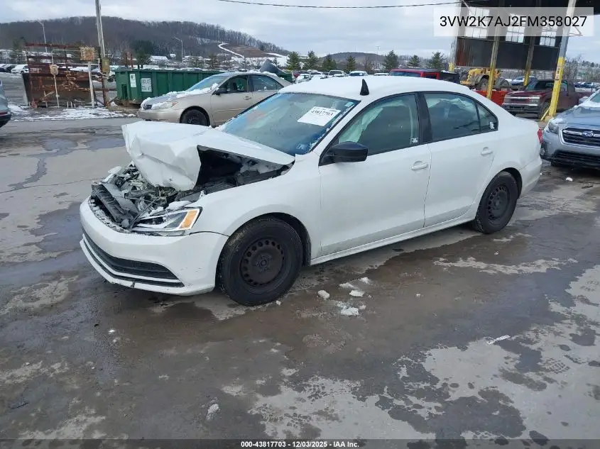 3VW2K7AJ2FM358027 2015 Volkswagen Jetta 2.0L S
