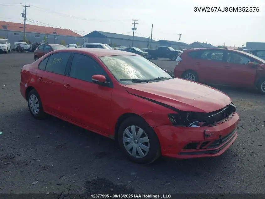 3VW267AJ8GM352576 2016 Volkswagen Jetta S